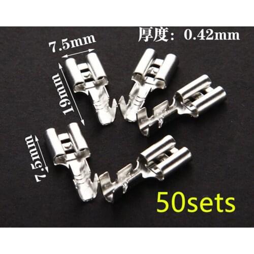 50sets 6.3 mm with transparent sheath inserted spring 6.3mm Female connector terminal Faston with insulator for wire