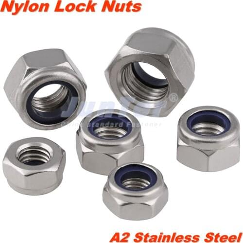 500pcs/lot M2 M2.5 M3 M4 M5 M6 A2 Stainless Steel Metric Thread Nylon Lock Nuts DIN985