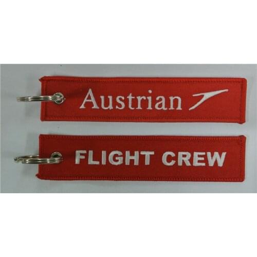 Austrian Flight Crew Custom Logo Embroidery Fabric Keychain