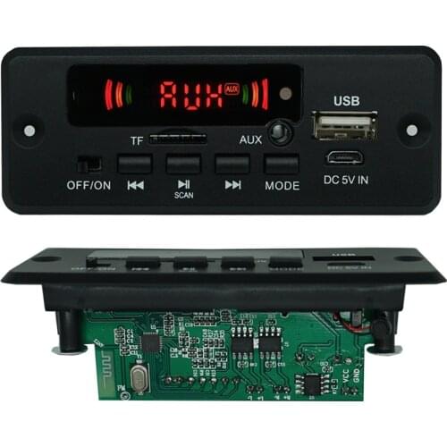 DC 5V 12V Bluetooth 5.0 Car Radio MP3 Player Decoder Board Handsfree Support Recording FM TF SD Card AUX 2 x 3W Amplifier