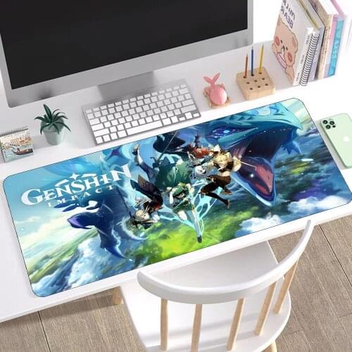 Genshin Impact 80x30 Large Mouse Pad Gaming Accessories Laptop Gamers Mouse Pad Animation Non-slip Pad Keyboard Table Mat Carpet