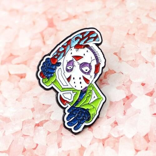 Movie leading role Mask Killer Jason Voorhees Brooch Lapel Pins badge unFed unDead Skull Game horror camp Black Friday Fan gift
