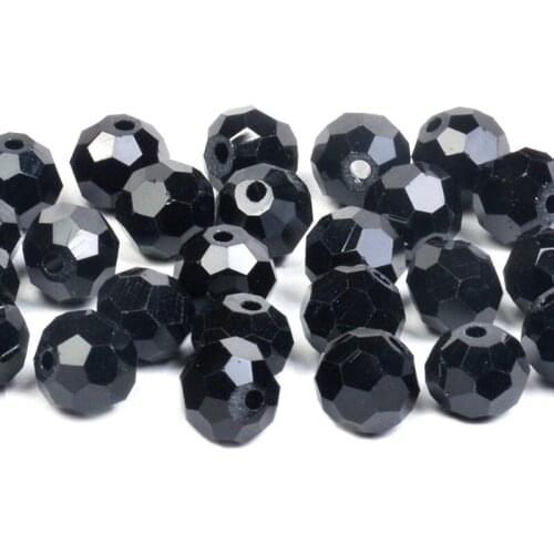 Black Czech 32 Faceted Round Glass Beads For Diy Jewelry Making Supplies Women Diy Perles Spacer Crystal Football Beads