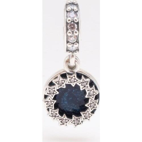 Bewill S925 Sterling Silver Dream Star Pendant Clavicle Chain Blue Starry Sky Valentines Day Gift Fit Original Charms Necklace