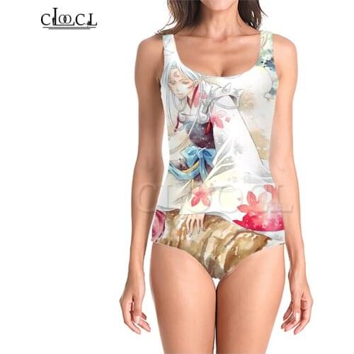 CLOOCL Japanese Anime Inuyasha 3D Print One-piece Swimsuit Women Swimming Bathing Suit Sleeveless Slim Sexy Girl