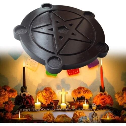 Ta-rot Candle Holder Durable Unique Candlestick Bracket Wooden Astrology Pentacle Altar Plate Ma-gic Ta-rot Supplies