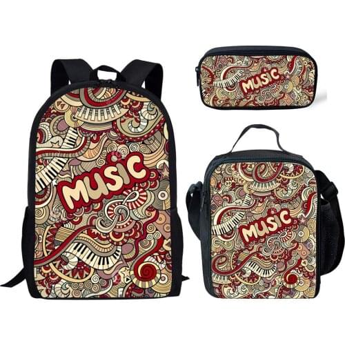 Rock Music Pattern 3Pcs/Set Children Fashion School Bag for Boys School Backpack for Teen Girls Kids Book Bags