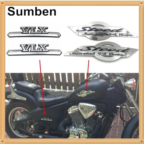 Motorcycle Fuel Gas Tank Emblem 3D Badge ABS Battery Cover Decal Side Panel Stickers for Honda Steed VLX 400/600 VLX400 VLX600