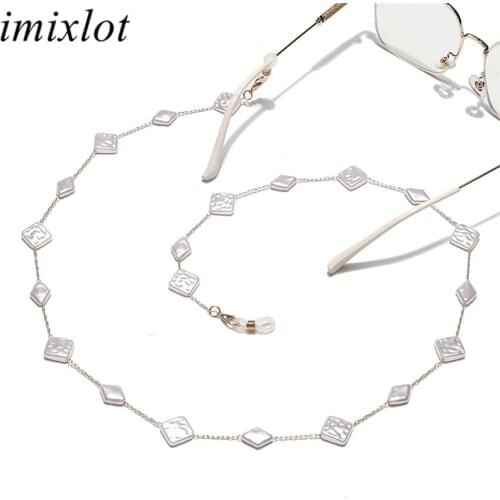 Imixlot Luxury Delicate Rectangle Shell Beads Reading Glasses Chain Women Girls Elegant Sunglasses Cord Lanyard Eyewear Retainer