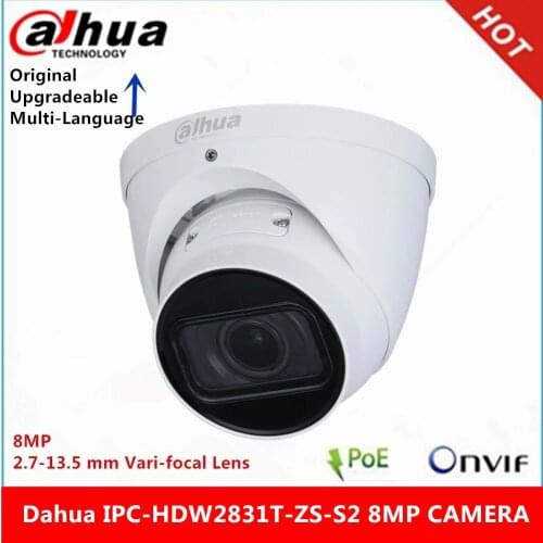 Original Dahua IPC-HDW2831T-ZS-S2 8MP 2.7 mm–13.5 mm Motorized zoom Lens built-in SD Card Slot IR40M poe Starlight IP camera
