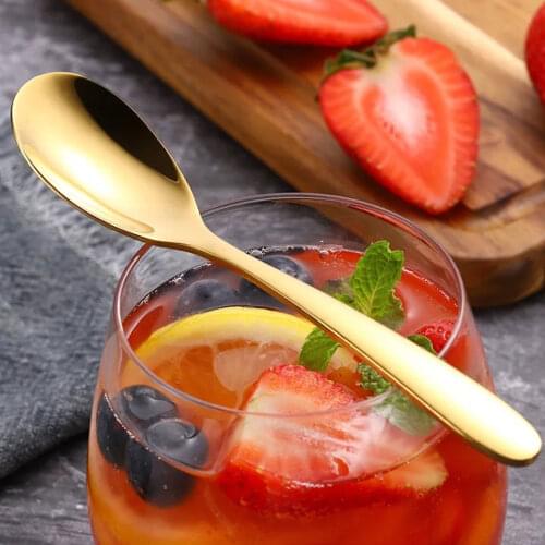 Coffee Spoons Teaspoons Dessert Ice Cream 304 Stainless Steel Pointed Tail Titanium Plating Small And Cute Reinforced Durable