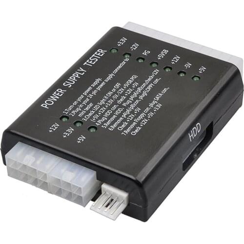 Computer Power Supply LED Indication Diagnostic Tool Tester Anode Cathode 12V 5V 3.3V,ATX,EPS,SATA,Molex 4pin CPU PCIe interface