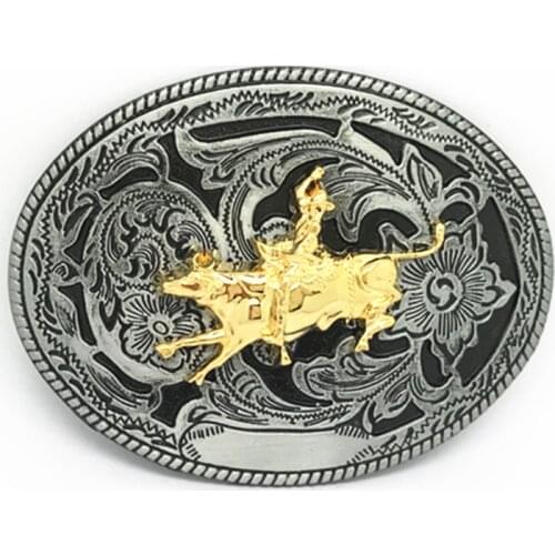 Cowboy bullfighting knight pattern wear-resisting zinc alloy belt buckle restoring ancient ways is suitable for the 4.0 belt