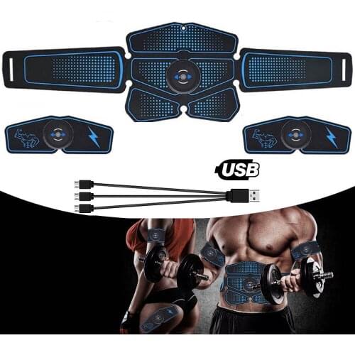 Easy Operate USB Charging Exerciser Home Belt Massage Abdominal Muscle Stimulator Fitness Effective Trainer Fat Burning Body Gym