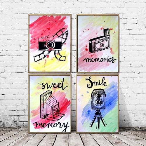 Modular Pictures Antique Camera Canvas Prints Graffiti Painting Vintage Wall Art Poster Nordic Home Decoration For Living Room