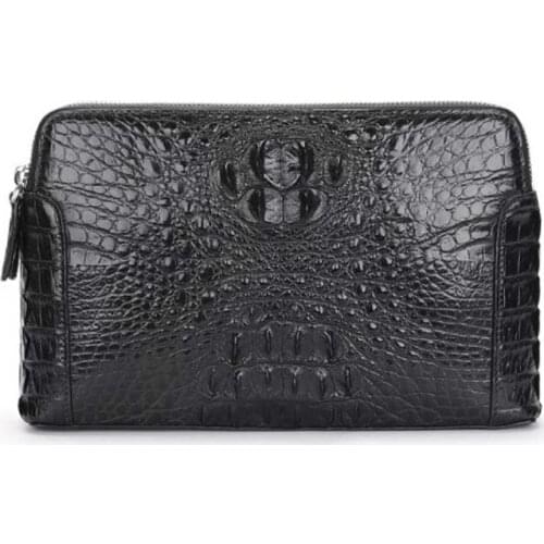 Dae Crocodile leather clutch bag mens leather clutch stylish double zip crocodile skull leather men clutch bag