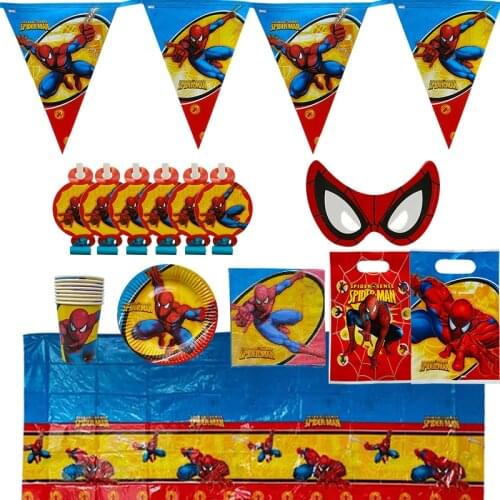 Disney SpidermanTheme Birthday Party Set Disposable Tableware Supplies Cup Plate napkin Kids Girl Party Decoration Supplies Set