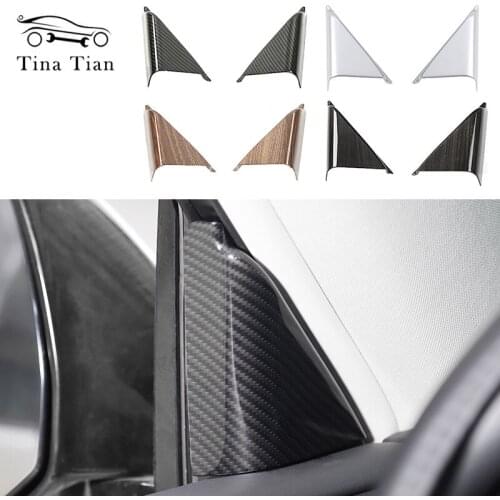 Carbon Fiber Color Door Internal Triangle Sequins Decoration Cover Trim Sticker Fit For Nissan Patrol Y62 2017 2018 2019 2020