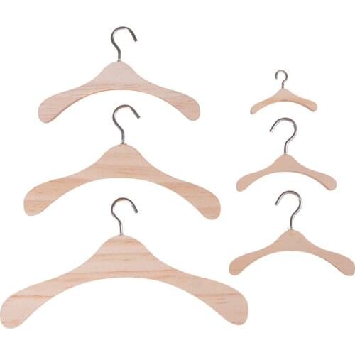 New Cute Girl Doll Metal Hook Wood Clothes Hangers Mini House Accessories Christmas Gifts for BJD SD17