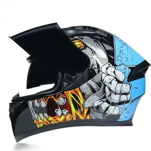 2020 New Stylish Four Season Double Shield Motorcycle Helmet DOT ECE Approved Flip Up Bluetooth Motorbike Helmet Motorbikes 19