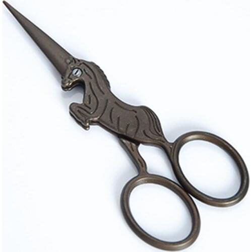 Retro Unicorn 10cm cut hair scissors makeup nose trimmer haircut daily shears eyebrow cutting Hair Scissors Hairdressing Tools