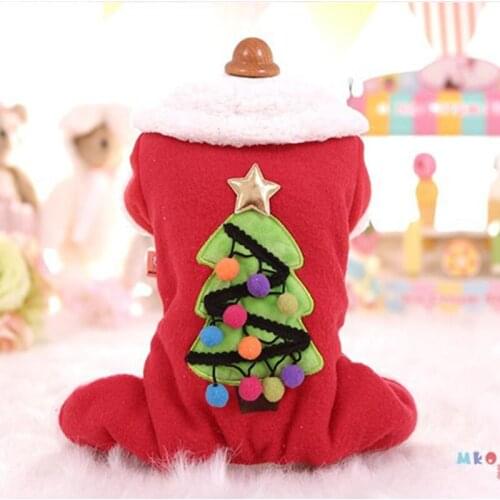 Small Dog Clothes Red Christmas Jacket Pet Clothing For Dogs And Cats Warm Winter Puppy Parkas Hooded Snowsuits Dog Jumpsuit