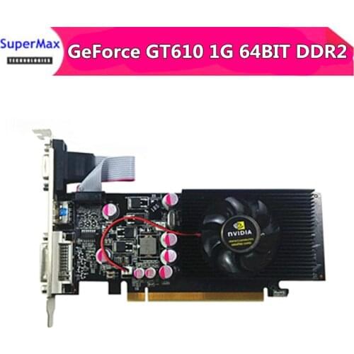 Original Graphics Card For GeForce GT610 1G 64BIT DDR2 VGA+DVI+HD-MI PCI-E X16 GT 610 Video Card 1pcs
