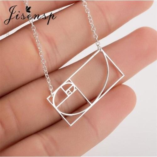 Jisensp Stainless Steel Necklace Pendant New Creative Golden Section Ratio Necklace Choker for Women Fashion Jewelry Gift 2021