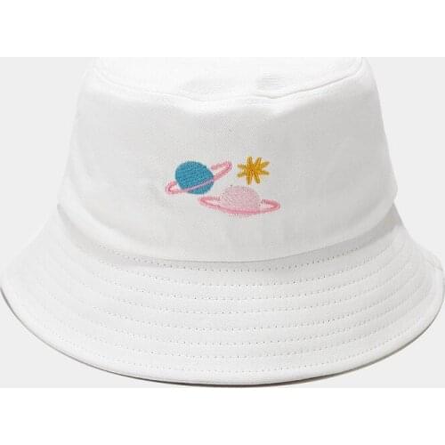 Planet bucket hat hip hop cotton embroidered women panama outdoor sports fishermen sun hat summer beach sunhat dropship