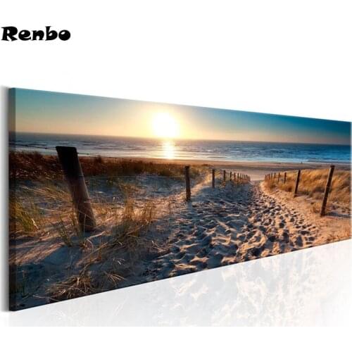 Full Square 5D DIY Diamond Painting Cross Stitch Sunset Seascape Handmade Diamond Mosaic for Living Room Nordic Decoration