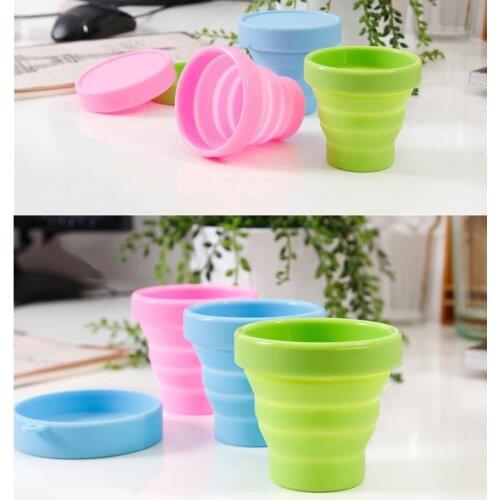 Easy Carry 170ML Foldable Silicone Cup Outdoor Camping Hiking Picnic Tableware Colorful Camping Folding Cup Water Goblet