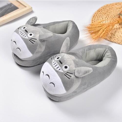 Winter Women Shoes Home Cotton Slippers Cute Little Gray Cat Plush Slippers Cartoon Floor Warm Cotton Shoes Non-Slip Slippers