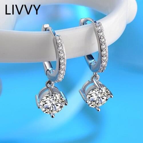 LIVVY Silver Color Dangle Earrings Zircon Candy Ball Pendant Earrings For Women 2021 Trend