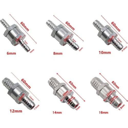 1pcs One Way 6/8/10/12/14/16mm Valves Aluminium Alloy Fuel Non Return Check Valve One Way Fit Carburettor
