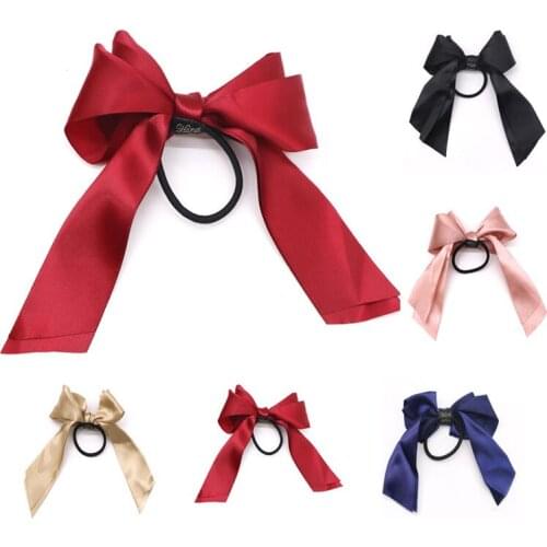 10pcs/Women Rubber Bands Tiara Satin Ribbon Bow Hair Band Rope Scrunchie Ponytail Holder Gum for Hair Accessories Rope