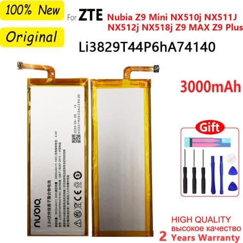 100% Original 3000mAh Li3829T44P6hA74140 For ZTE Nubia Z9 Mini NX510j NX511J NX512j NX518j Z9 MAX Z9 Plus Phone Batteries
