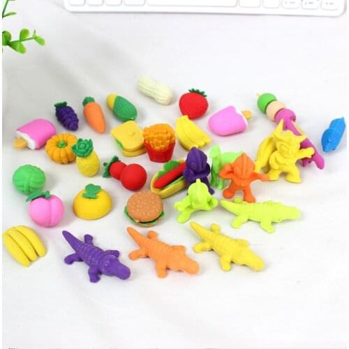 12 Packs Cartoon PVC bag simulation eraser food animal erasers personalized stationery student supplies