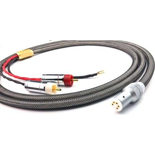 Audiophile LP 4 Core OFC Silver Plated G5 Shield RCA 5 Pin DIN XLR U Spade Plug Audio Phono with Ground Wire