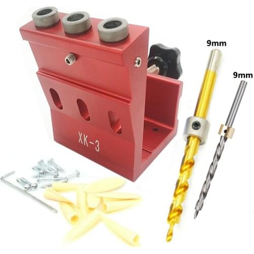 9mm Oblique Hole Drill 15 Degree Angle Pocket Hole Puncher Jig Kit Woodworking Guide Clamp Locator Set Carpenter DIY Tools