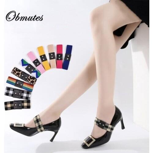 1Pair(2PCS) Women Shoes Accessories Leopard Belt Lazy Elastic Stretch Shoelace High Heel Shoe Straps for Holding Loose High Heel