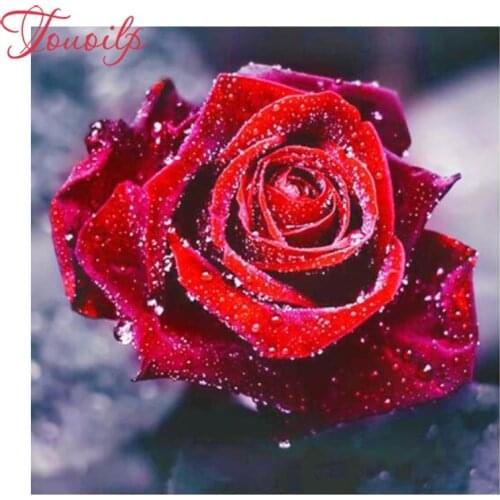 TOUOILP Red rose 5d Diamond Painting Needlework Embroidery Round&square Rhinestones Cross Stitch Living Room Decoration