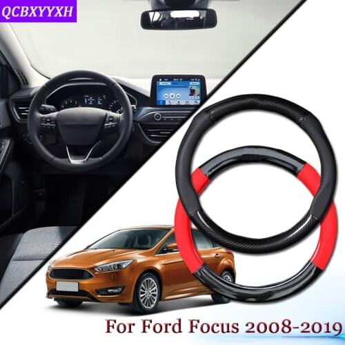 Car Carbon Fiber Leather Car Steering Wheel Cover Car Steering-wheel Hubs Automobiles Auto Accessories For Ford Focus 2008-2019