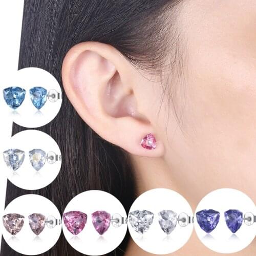 Austrian Crystal Heart Stud Earrings Love Fashion Brand CZ Rhinestone Stone Jewelry AAAA Zircon Bronics For Women