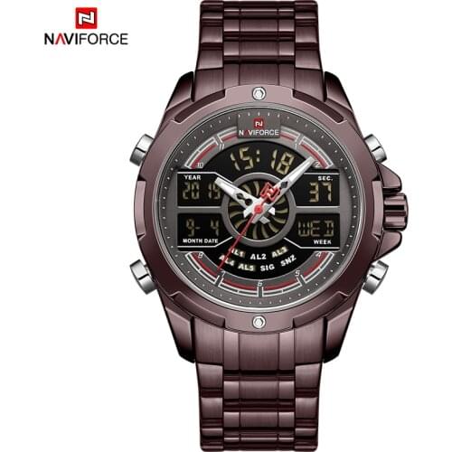 NAVIFORCE Top Brand Luxury Fashion Business Men Watch Quartz Digital Male Clock Military Sport Stainless Steel LED Man Wristwatc