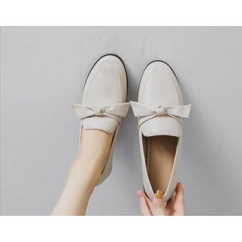 Autumn Spring women flats Shoes Woman Quality Leather Slip on Flats Shoes for Women Loafers Ladies Comfortable Shoes Large size