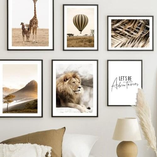 Sun Shadow Palm Leaf Lion Giraffe Tree Wall Art Canvas Painting Nordic Posters And Prints Wall Pictures For Living Room Decor