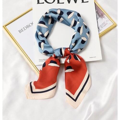 Women Silk Hair Scarf Headband Multifunction Casual Elegant Hats Small Square Head Scarves for Girl Bandana 2021 New 70*70cm