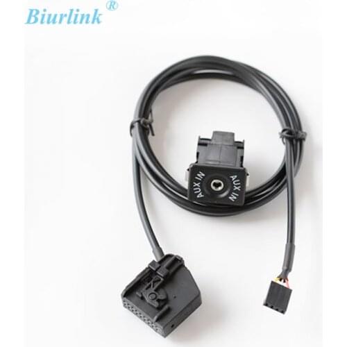 Biurlink AUX Switch Button AUX-IN Audio Adapter Cable For Skoda VW Touareg Passat Golf V MFD RNS2