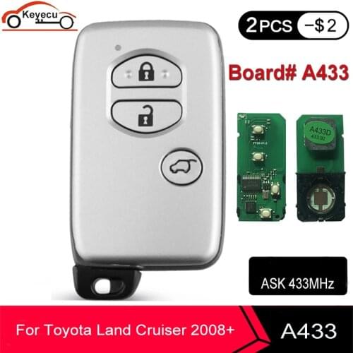 KEYECU Keyless Go 3 Button for Toyota Land Cruiser 2008+ Smart Key Model: B77EA Chip: P1 98 4D-67 Chip Board ID: A433