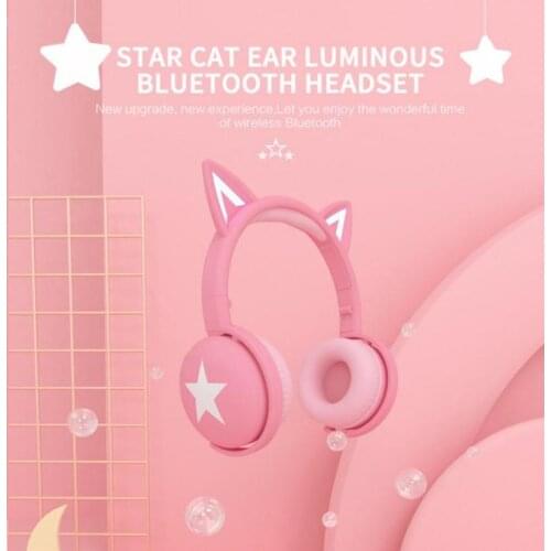 Cat Ear Wireless Headphone Bluetooth 5.0 Headsets With LED Light Microphone For PC Laptop Kid Girl Music Headphones Gift